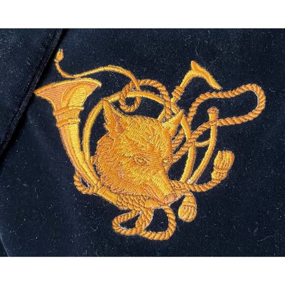 Ralph Lauren Navy Blue Velvet Fox Crest Blazer Jacket Womens 10 Embroidered Horn - Picture 2 of 10